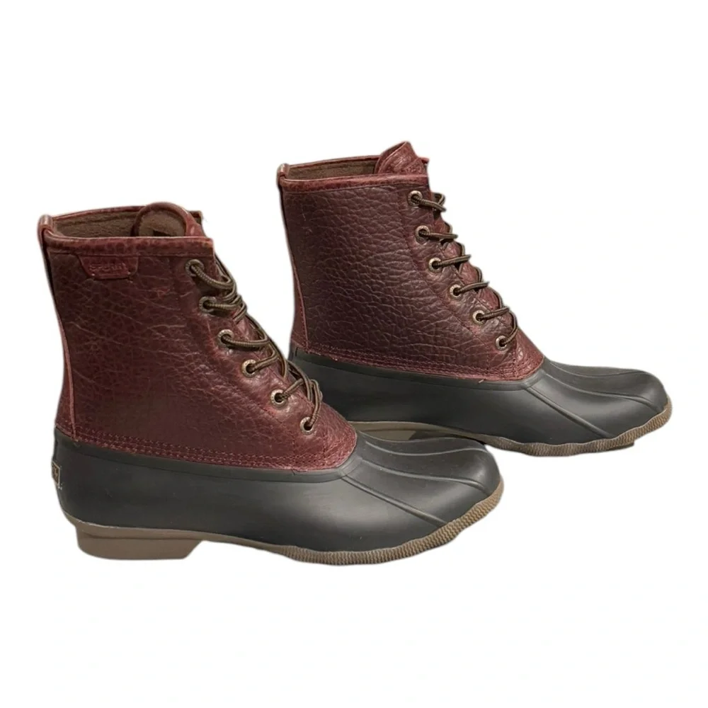 SPERRY Saltwater Duck Rain Boot Dark Amaretto Size